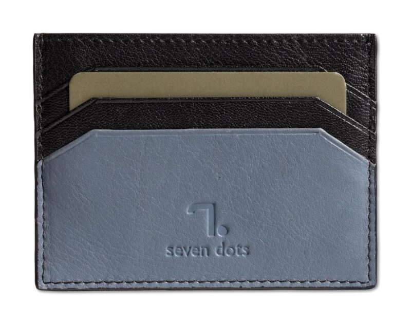 Prato-90-005, Δερμάτινη Θήκη Καρτών Seven Dots, Denim